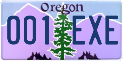 OR license plate 001EXE