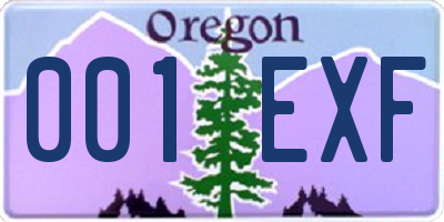 OR license plate 001EXF