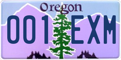 OR license plate 001EXM
