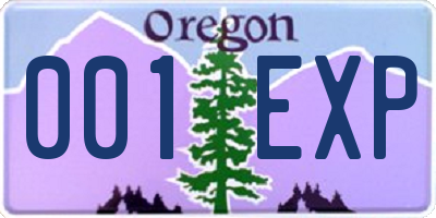 OR license plate 001EXP