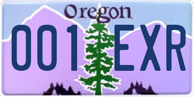 OR license plate 001EXR