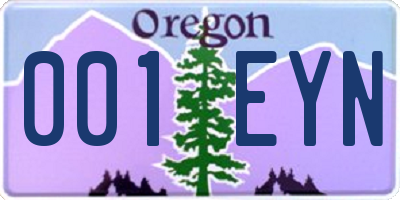 OR license plate 001EYN