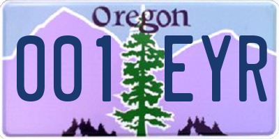 OR license plate 001EYR