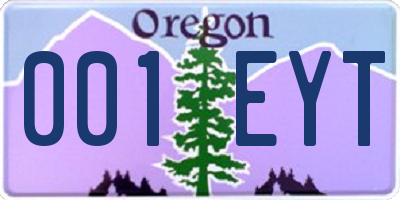 OR license plate 001EYT