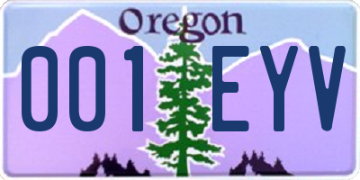 OR license plate 001EYV