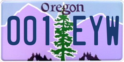 OR license plate 001EYW