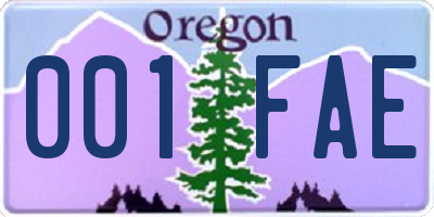 OR license plate 001FAE