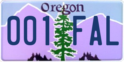 OR license plate 001FAL