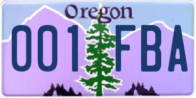 OR license plate 001FBA