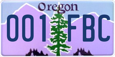 OR license plate 001FBC