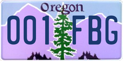 OR license plate 001FBG