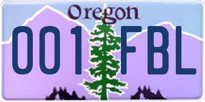 OR license plate 001FBL