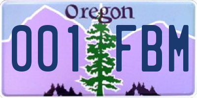 OR license plate 001FBM