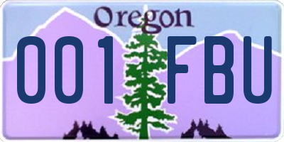 OR license plate 001FBU
