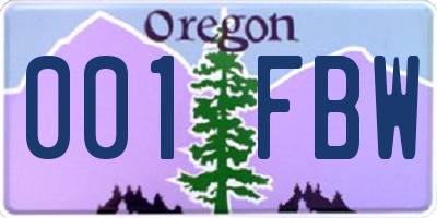 OR license plate 001FBW