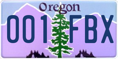 OR license plate 001FBX