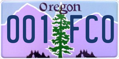 OR license plate 001FCO