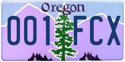 OR license plate 001FCX