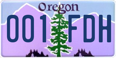 OR license plate 001FDH