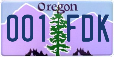 OR license plate 001FDK