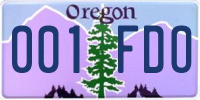 OR license plate 001FDO