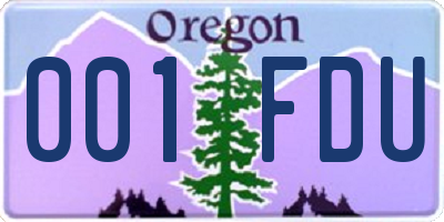 OR license plate 001FDU