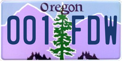 OR license plate 001FDW