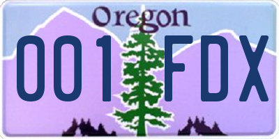 OR license plate 001FDX