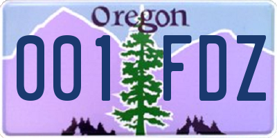 OR license plate 001FDZ