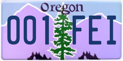 OR license plate 001FEI
