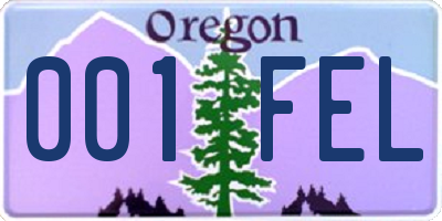 OR license plate 001FEL