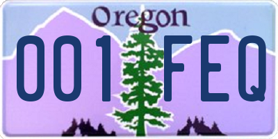 OR license plate 001FEQ