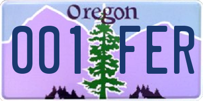 OR license plate 001FER