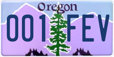 OR license plate 001FEV