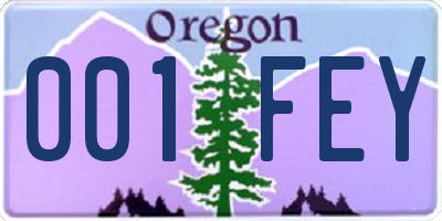 OR license plate 001FEY