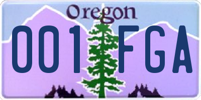 OR license plate 001FGA