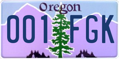 OR license plate 001FGK