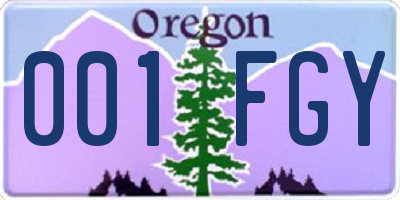 OR license plate 001FGY