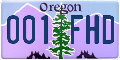 OR license plate 001FHD