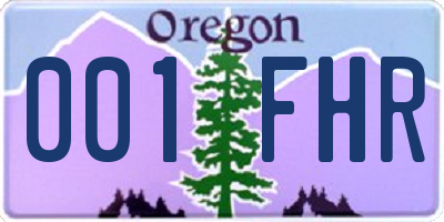 OR license plate 001FHR