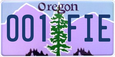 OR license plate 001FIE