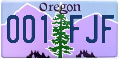 OR license plate 001FJF