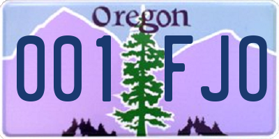 OR license plate 001FJO