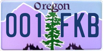 OR license plate 001FKB