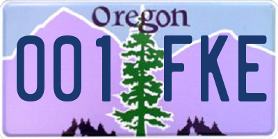 OR license plate 001FKE