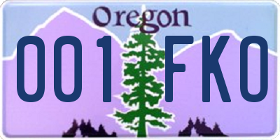 OR license plate 001FKO