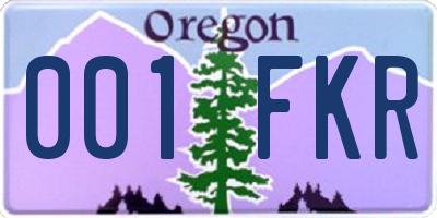 OR license plate 001FKR