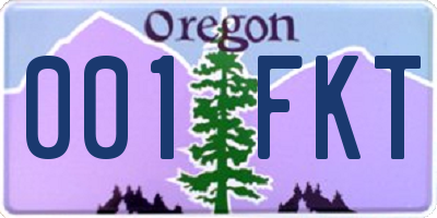 OR license plate 001FKT