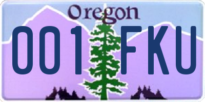 OR license plate 001FKU