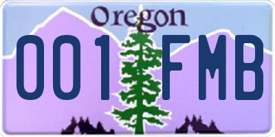 OR license plate 001FMB